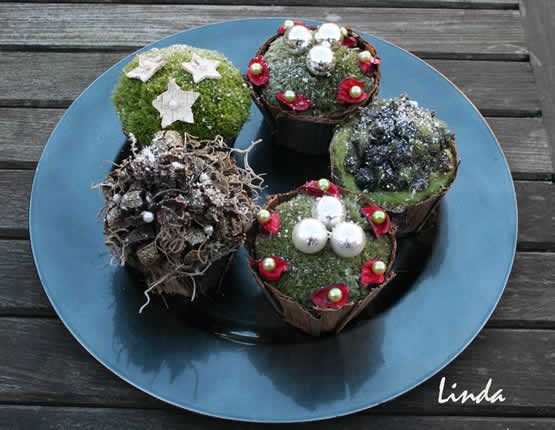 Cupcakes als kerstversiering